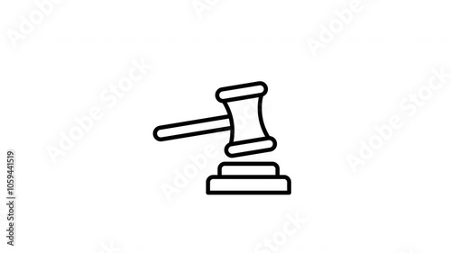 Gavel line icon. Black color line icon animation. 4K video with transparent background