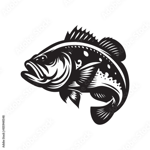 Royalty-Free Big Bass Fish Silhouette Vectors – Ideal for T-Shirts and More