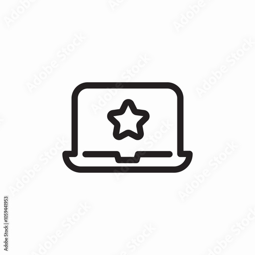 laptop rate star icon sign vector