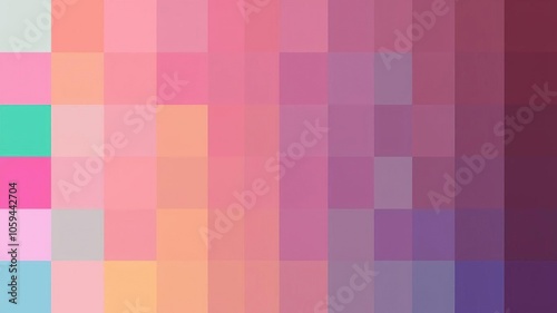 Colorful geometric squares in various sizes and shades form an abstract and vibrant background, digital art, color palette, bright