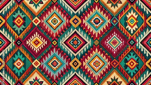 Wallpaper Mural Surreal Geometric Ethnic Oriental Ikat Pattern - Seamless Design for Wallpaper, Carpets, Batik, and Embroidery Styles Torontodigital.ca