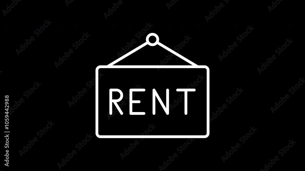 Rental advertisemennt line icon. White color line icon animation. 4K video with transparent background Rental advertisemennt line icon. White color line icon animation. 4K video with transparent background