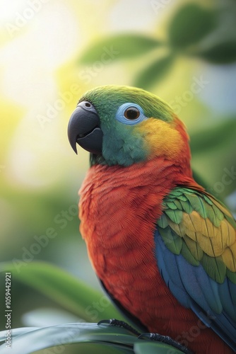 Vibrant birds, exhibiting unique plumage designs, inhabit lush tropical jungles. photo