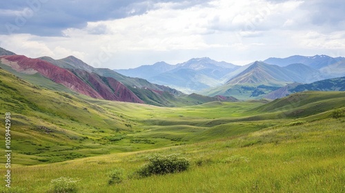 Vibrant mountain scenery showcasing various ecosystems, striking light, sweeping vistas, and serene balance among nature.