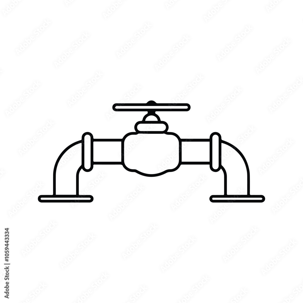 Shutoff Valve Icon. Stop Valve icon. Pipe installation. Customizable thin line illustration. Editable stroke. Shutoff Valve Icon. Stop Valve icon. Pipe installation. Customizable thin line illustration. Editable stroke.