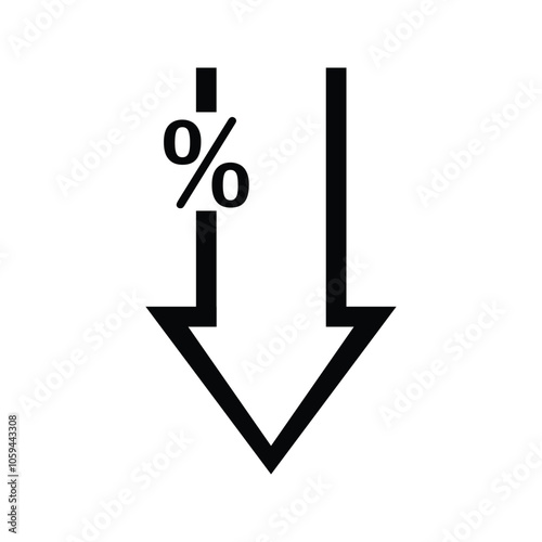 Percent Icon. With Up Arrow Symbol. Business and Sales Symbol. Customizable thin line illustration.  Editable stroke.