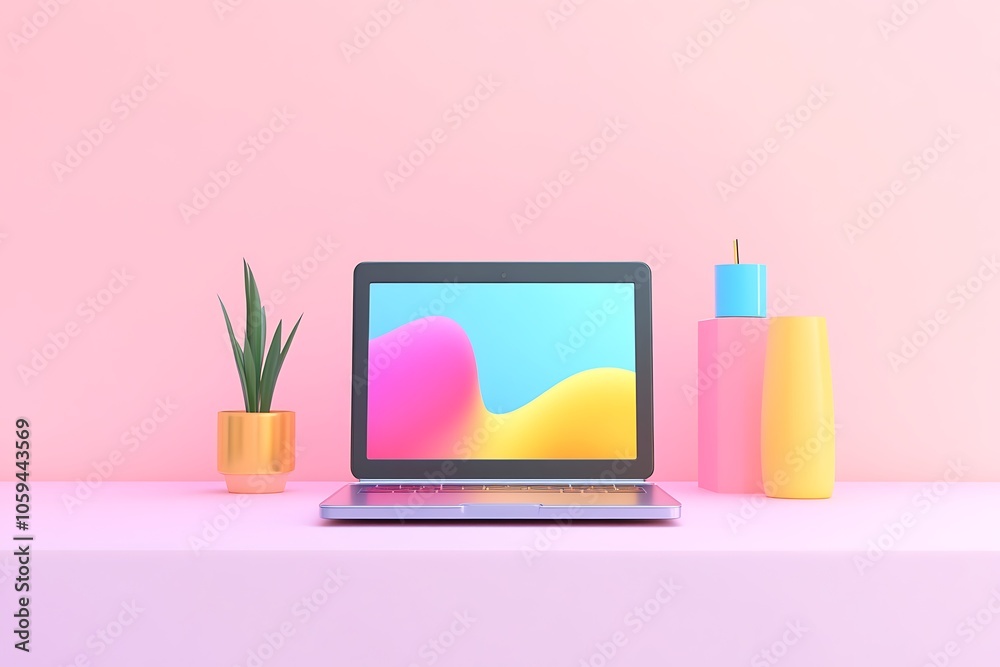 3d icon of a sleek laptop office stuff 3d icon of a sleek laptop office stuff