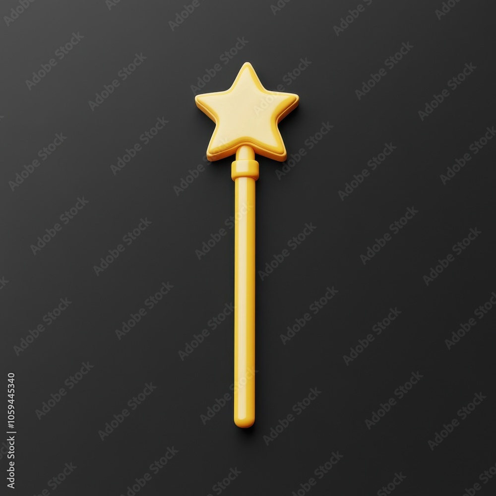 Magical Wand: Shimmering Star-Shaped Scepter on Dark Background Magical Wand: Shimmering Star-Shaped Scepter on Dark Background