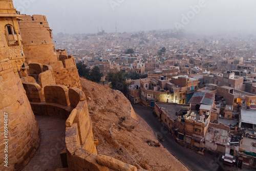 Sunset over the city of Jaisalmer, from the 800+ year old fort photo