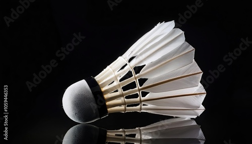 Badminton shuttlecock isolated on black background
