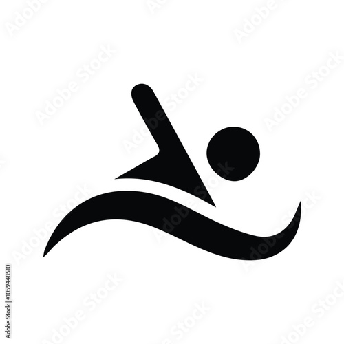 Swimmer icon. Swimming symbol. Swimming allowed sign. Swimming pool concept.  Customizable thin line illustration. Editable stroke.