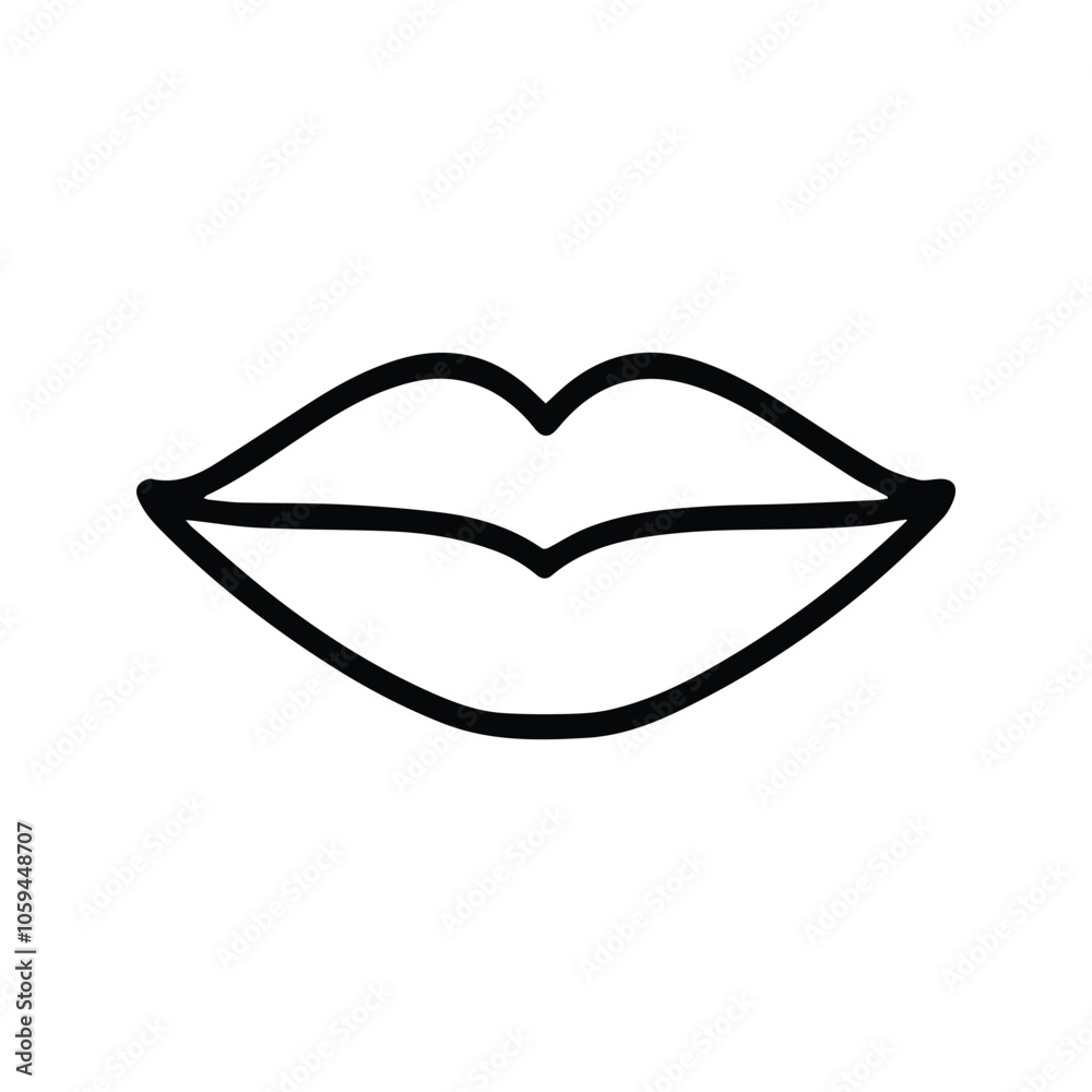 Woman lips icon. Girl's Mouth For Lipstick Makeup. Vector Illustration. Customizable thin line illustration. Editable stroke. Woman lips icon. Girl's Mouth For Lipstick Makeup. Vector Illustration. Customizable thin line illustration. Editable stroke.