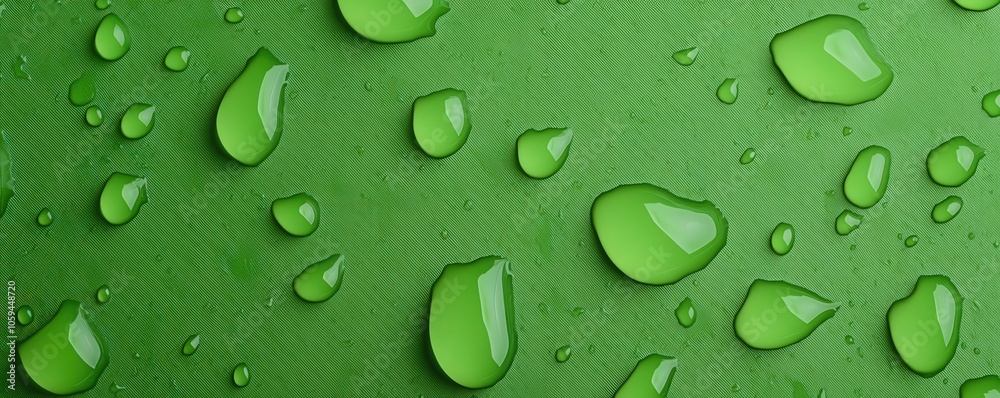 Close-up of droplets on a green surface, perfect for nature-themed backgrounds. Close-up of droplets on a green surface, perfect for nature-themed backgrounds.