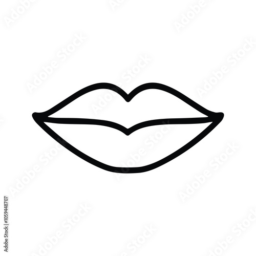 Woman lips icon. Girl's Mouth For Lipstick Makeup. Vector Illustration. Customizable thin line illustration.  Editable stroke.