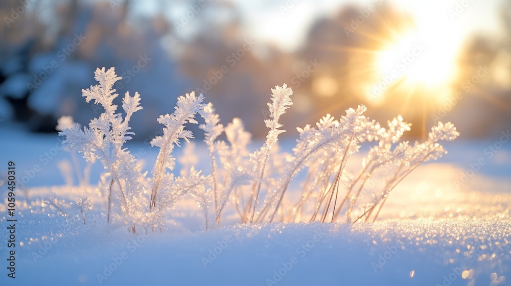Delicate blades of grass are adorned with frost as the sun rises, casting a warm glow over the winter landscape. This tranquil scene captures the beauty of nature in cold weather. Delicate blades of grass are adorned with frost as the sun rises, casting a warm glow over the winter landscape. This tranquil scene captures the beauty of nature in cold weather.