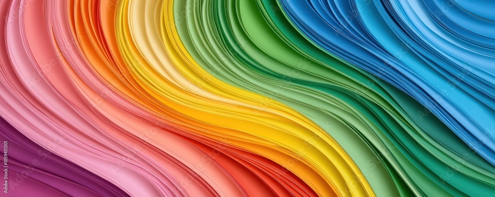 Fototapeta premium Vibrant rainbow wave pattern with flowing colors on a smooth background.