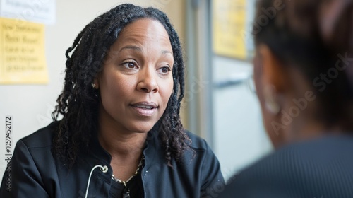 A probation officer meeting with a parolee, showing the corrections system's focus on reintegration photo