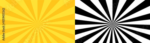 Sunburst yellow and monochrome background vector