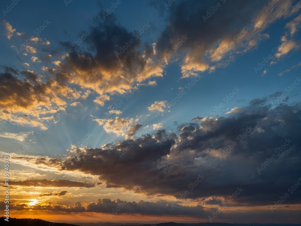 Fototapeta premium Dramatic Sunset Sky with Colorful Clouds