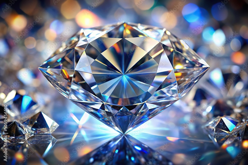 High definition macro shot of diamond facets, crystalline, geometric High definition macro shot of diamond facets, crystalline, geometric