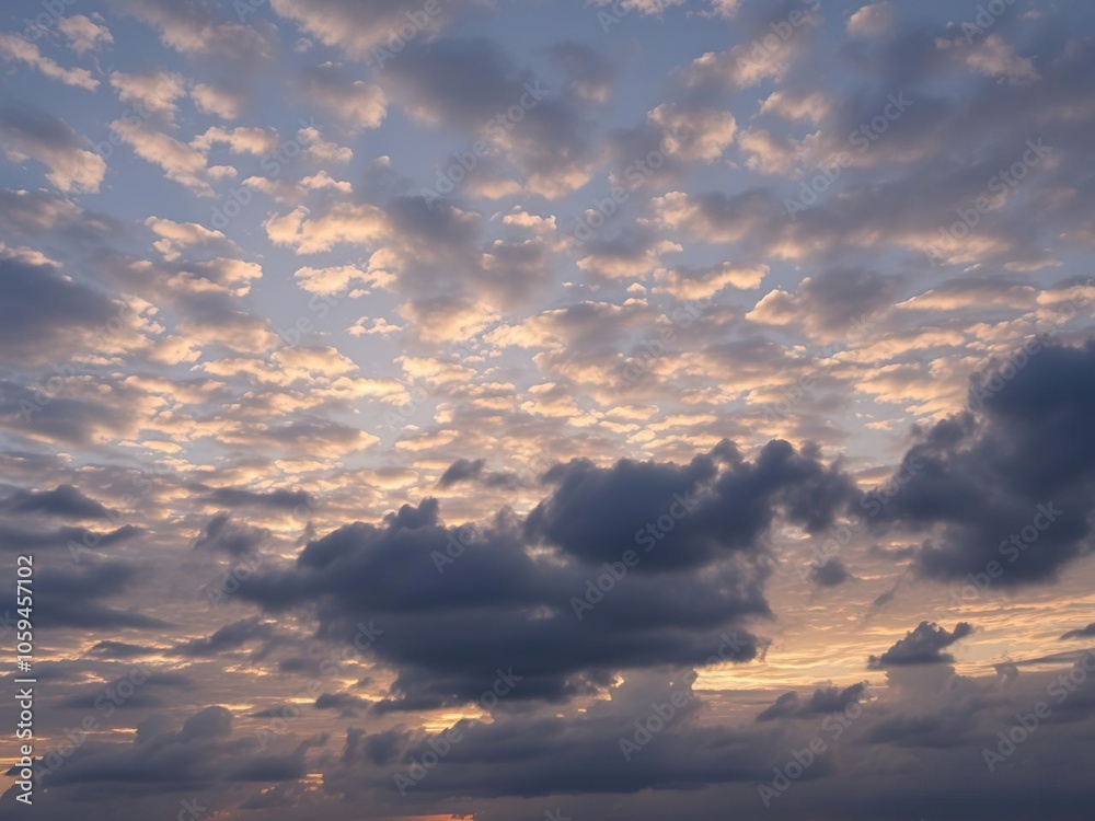 Dramatic clouds in the evening sky at sunset, scenery, dramatic, beauty Dramatic clouds in the evening sky at sunset, scenery, dramatic, beauty