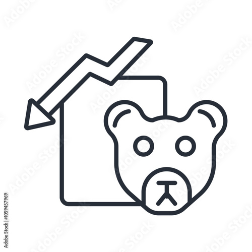 bear market icon. vector.Editable stroke.linear style sign for use web design,logo.Symbol illustration.