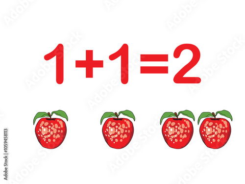 Addition components. Mathematical formula addend plus addend equals sum. Printed material, banner, table for children, schoolchildren. School education, logical tasks