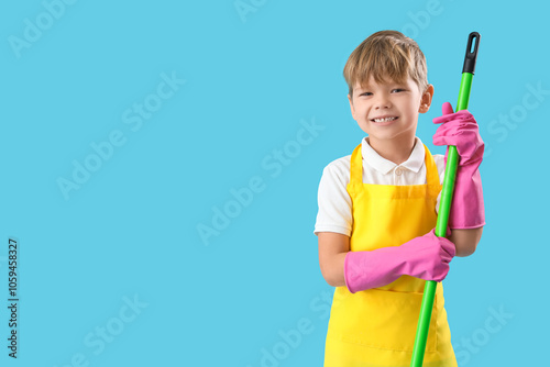 Cute little janitor with mo...