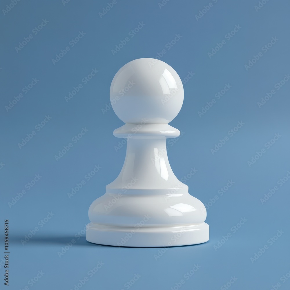 Minimalist White Chess Pawn Against a Blue Background Minimalist White Chess Pawn Against a Blue Background