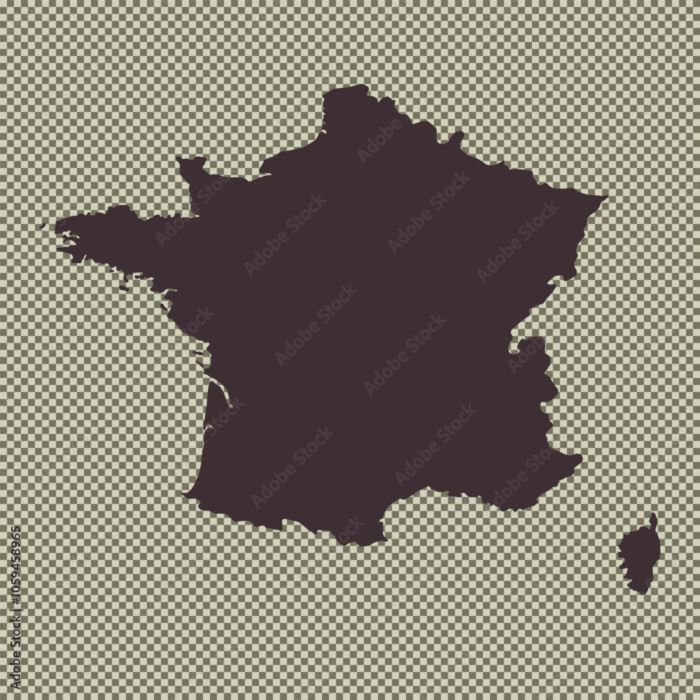 Map of France, sign silhouette. World Map Globe. Vector Illustration isolated on white background. Europe continent Map of France, sign silhouette. World Map Globe. Vector Illustration isolated on white background. Europe continent