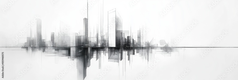 A futuristic city skyline showcases clean lines and geometric shapes, evoking a sense of innovative urban design during dawn. Generative AI A futuristic city skyline showcases clean lines and geometric shapes, evoking a sense of innovative urban design during dawn. Generative AI
