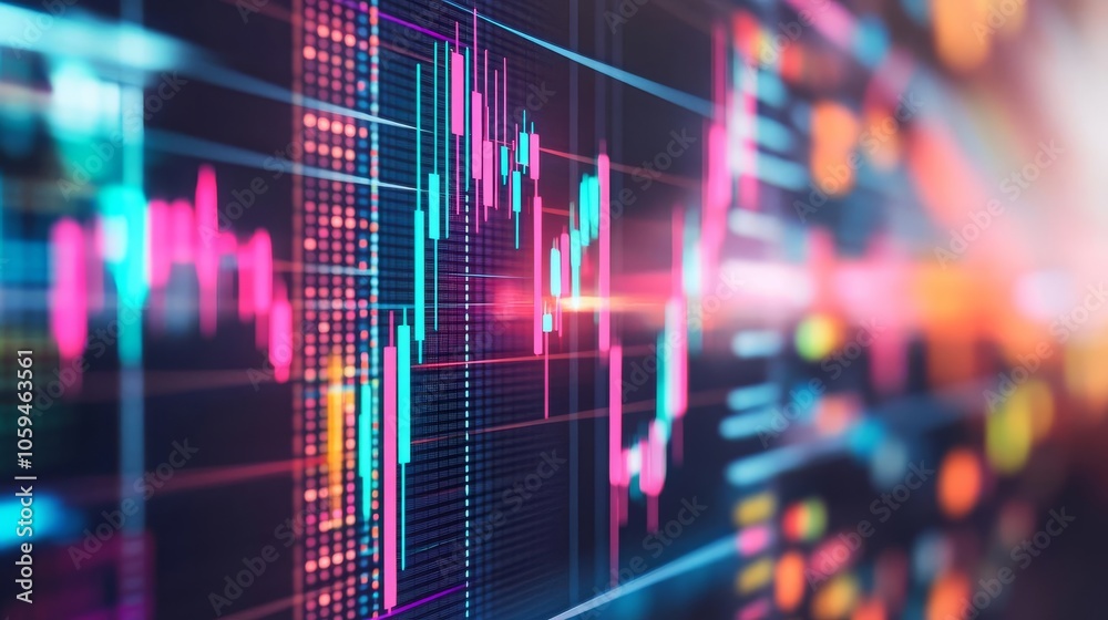 Company stock analysis, futuristic hologram screen, neon lighting Company stock analysis, futuristic hologram screen, neon lighting