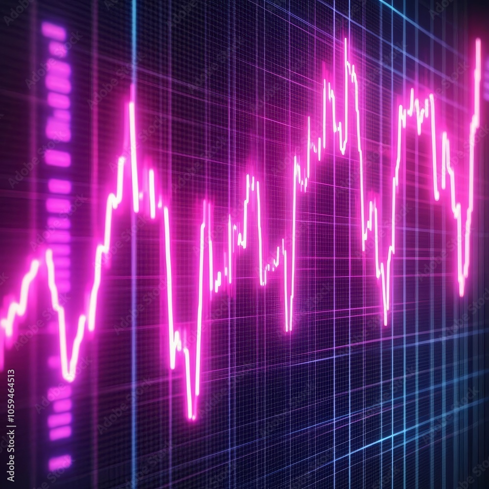 Corporate investment tracking, digital hologram display, neon lighting Corporate investment tracking, digital hologram display, neon lighting