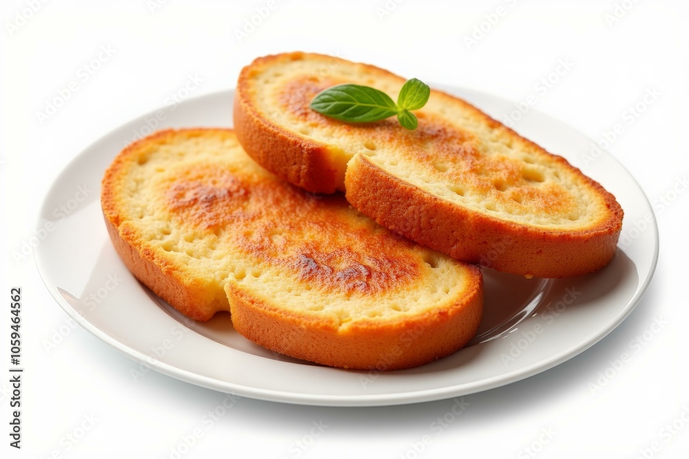 Golden Toasted Bread Slices on a White Plate Offering Warmth and Comfort for a Cozy Breakfast Golden Toasted Bread Slices on a White Plate Offering Warmth and Comfort for a Cozy Breakfast