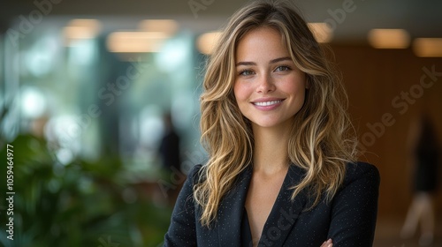 Confident Businesswoman in Modern Office Setting