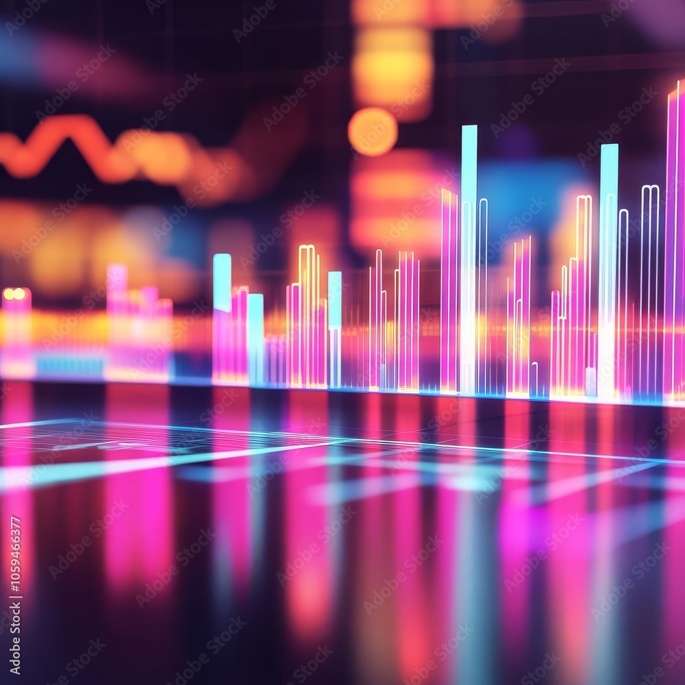 Digital profit and loss, floating hologram charts, futuristic look Digital profit and loss, floating hologram charts, futuristic look