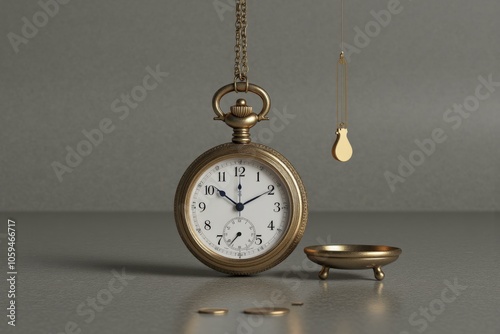 Timeless Elegance: Capturing the Essence of Nostalgic Moments with a Vintage Pocket Watch, Golden Tear, and Tiny Ashes