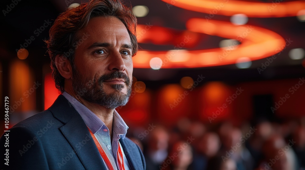 Fototapeta premium Inspiring Entrepreneur at Keynote Speech Event