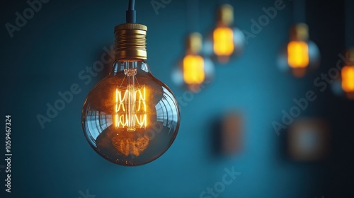 Isolated Light Bulb on a Blue Background Perfect for Innovative Ideas and Creative Concepts with Ample Copy Space