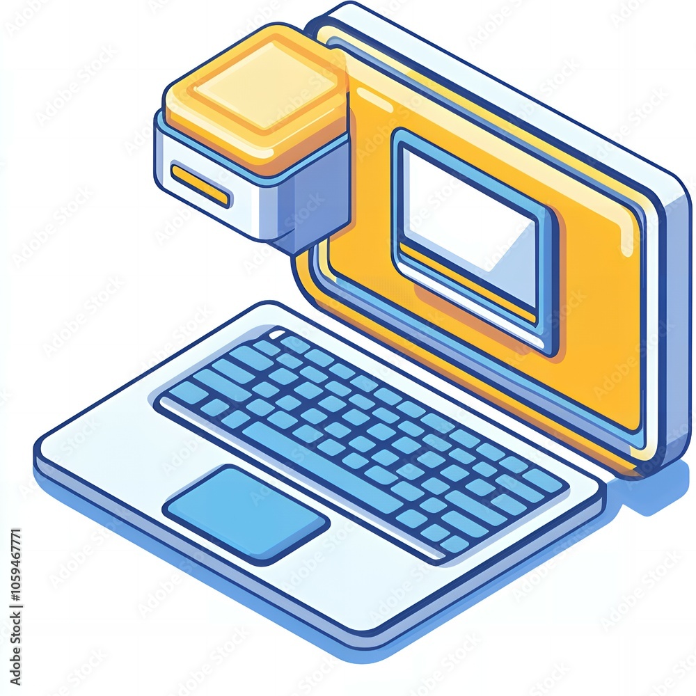 A simple illustration of a laptop. A simple illustration of a laptop.