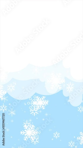 Vertical footage snow animation video overlay template. Beautiful falling snow, the sparkling glittering light of snow on a winter night, celebrating Christmas and Happy New Year