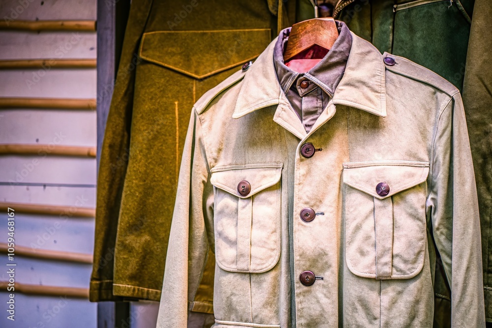 Fototapeta premium Vintage Repairman Uniform Jacket Illustration in Retro Style for Craft Projects and Design Inspiration