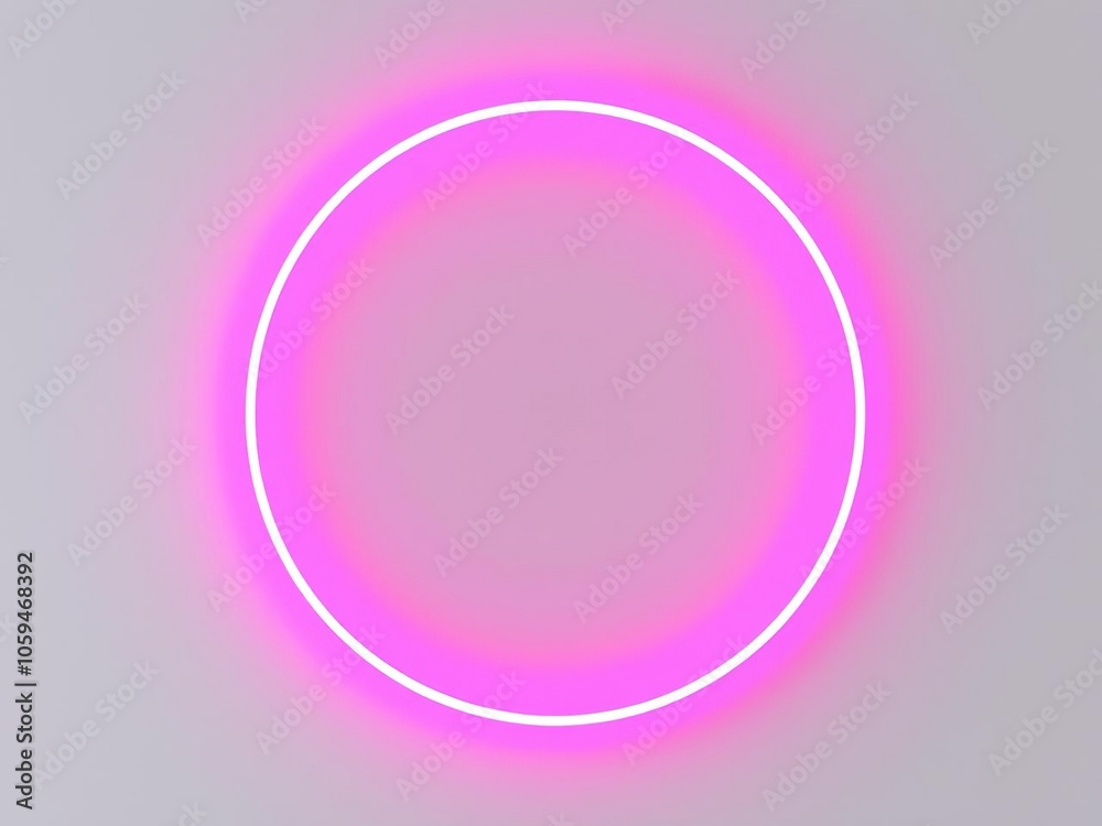 Light pink neon circle glowing in a grey abstract background, soft, modern Light pink neon circle glowing in a grey abstract background, soft, modern