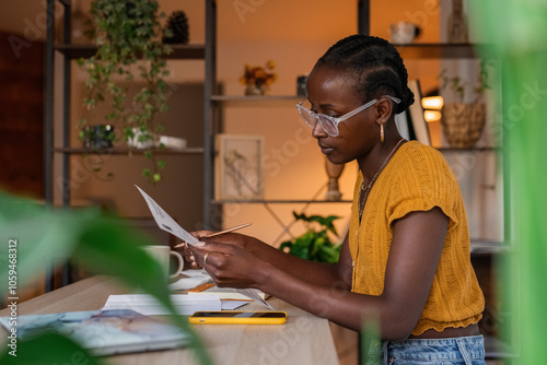 Woman reading letter photo