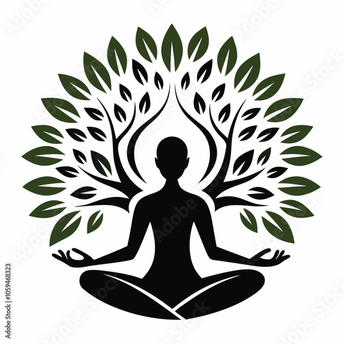 silhouette of yoga person black and white