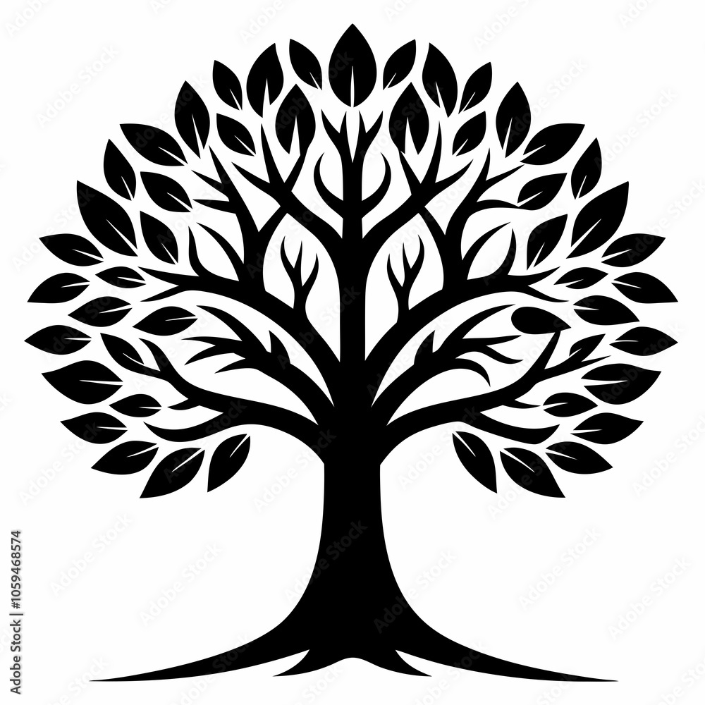 Obraz premium silhouette isolated Black silhouette tree with roots. Vector illustration
