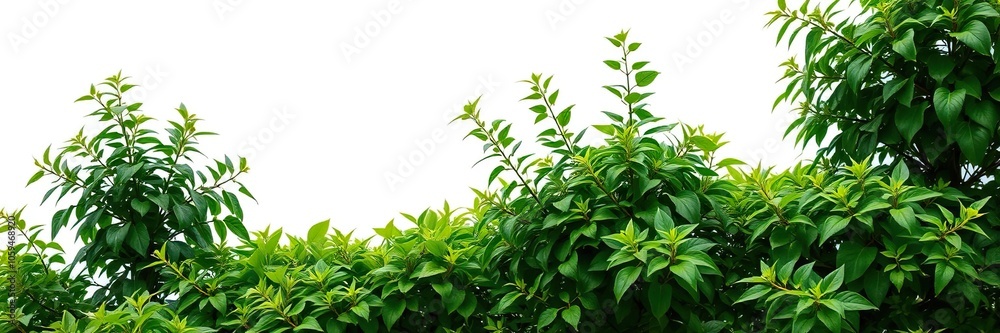 Lush green shrub with vibrant leaves isolated on a clean white background, white background, botany, isolated Lush green shrub with vibrant leaves isolated on a clean white background, white background, botany, isolated