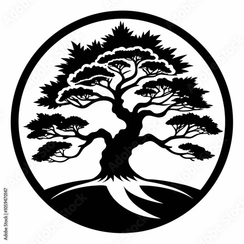 illustration of a tree black and white vector photo