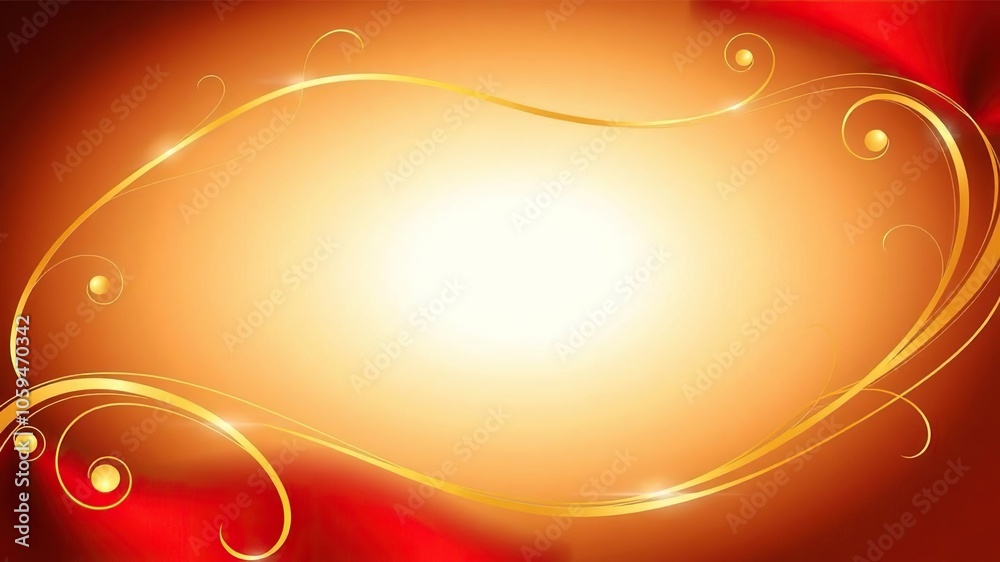 Red background with elegant gold and red swirl design, vibrant, red Red background with elegant gold and red swirl design, vibrant, red