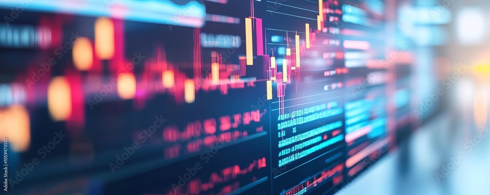 Virtual finance planning, floating data screen, sleek office Virtual finance planning, floating data screen, sleek office